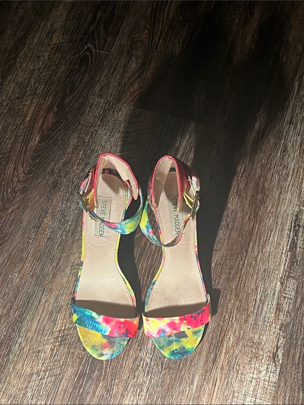 Steve Madden Neon Watercolor Floral Ankle-Strap Heels - Picture 2 of 4